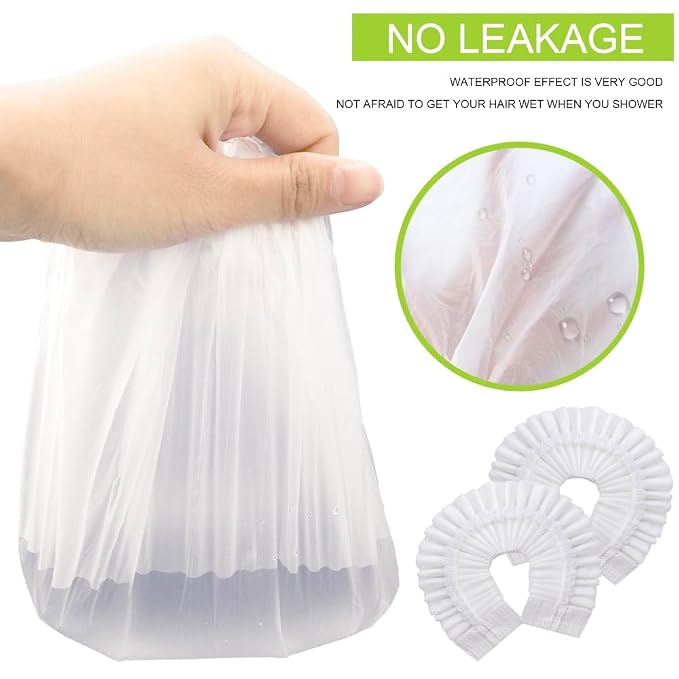 100 Pcs Disposable Shower Caps, Waterproof Bath Caps, Biodegradable disposable - Image 4