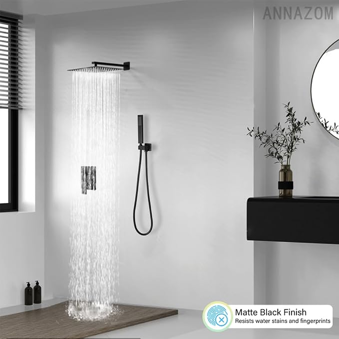 Shower Faucet Set Rain Shower System Matte Black - Image 2