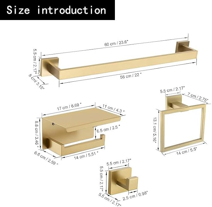 10 Pack Brushed Gold Bathroom Hardware Set - Image 6