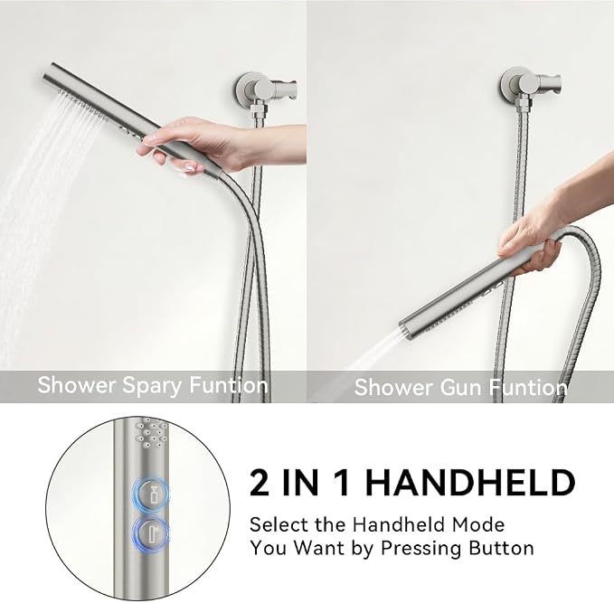 Shower Systems Shower Faucet Sets STARBATH 3 Way 12+6" Round Dual Rainfall - Image 5