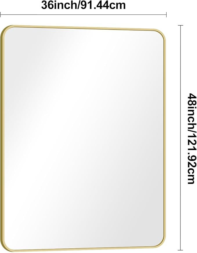 BONEWEI Gold Bathroom Mirror, 36x48 inch Wall Mirror - Image 7