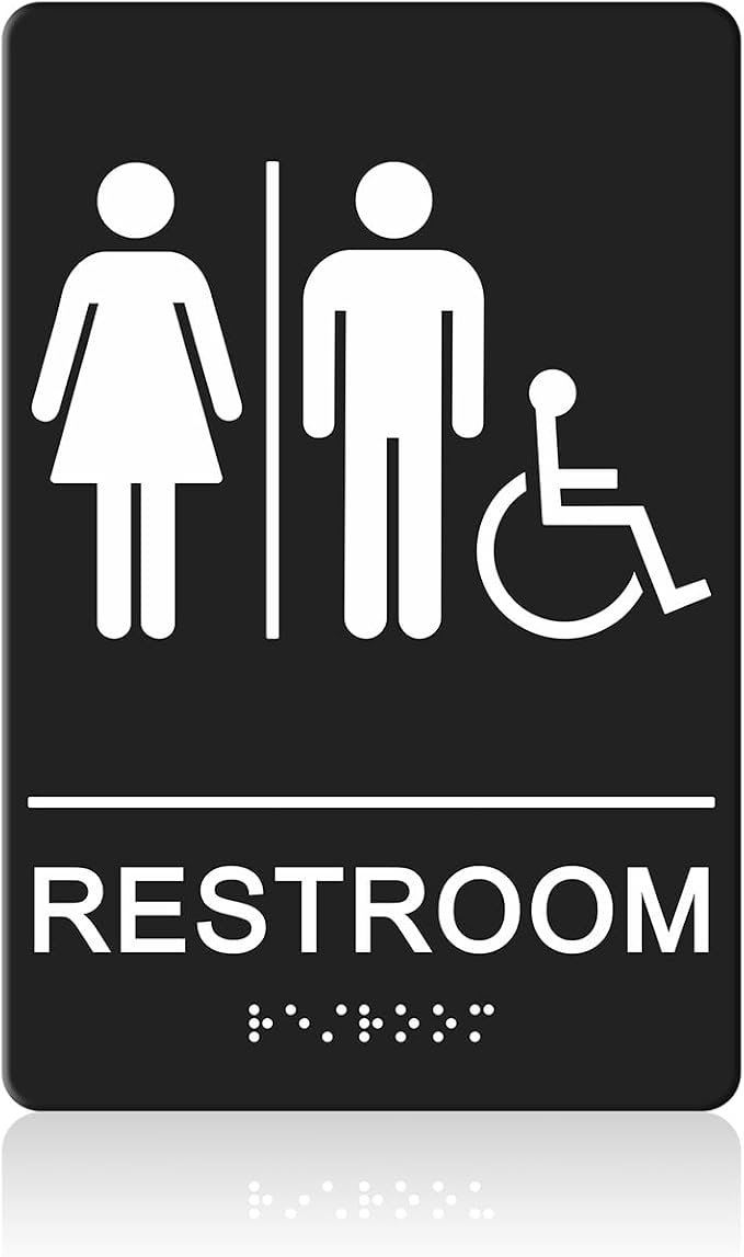 GicnKeuz ADA Braille Unisex Bathroom Signs, 9 x 6 Inches Restroom Signs by GicnKeuz