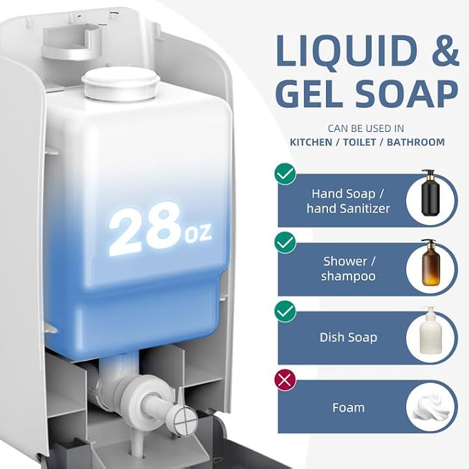 interhasa! Soap Dispenser Wall Mount Refillable 28oz Hand Sanitizer Dispenser - Image 9