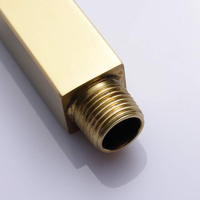 Brushed Gold Shower Arm with Flange 4 inch Square Shower Head Extension Arm - Image 4
