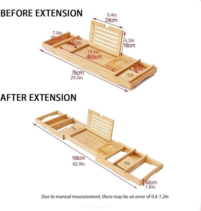 Expandable Bath Tray, Wooden Bathtub Tray Caddy - Image 2