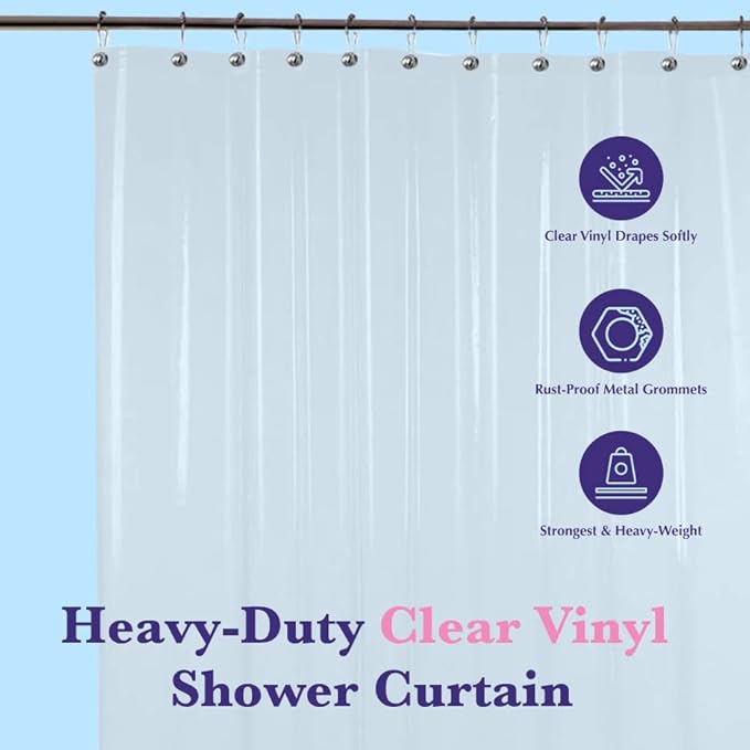 Epica Shower Curtain – Strongest Heavy-Duty Clear Vinyl 72x72 Shower Curtain - Image 2
