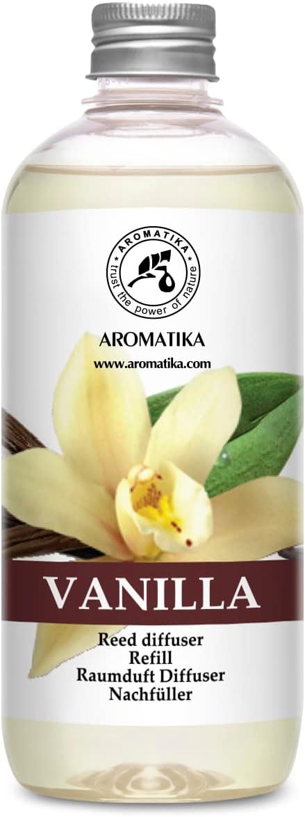 Vanilla Diffuser Refill w/Natural Essential Vanilla Oil 17 Fl Oz by Aromatika