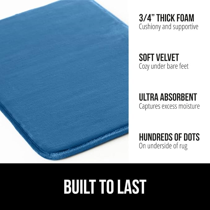 GORILLA GRIP Memory Foam Bath Rugs, Soft Absorbent Velvet Bathroom Mats - Image 3