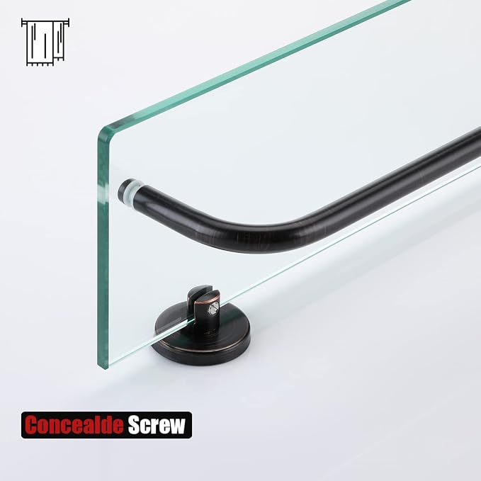 JQK Bathroom Glass Shelf Bronze, Shelf - Image 9
