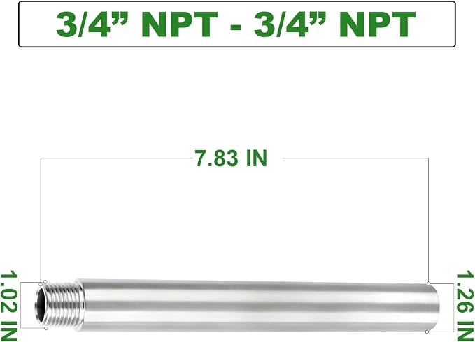 TAISHER 2PCS Stainless Steel Pipe Fittings, 3/4" NPT Male x 3/4" NPT Female - Image 4