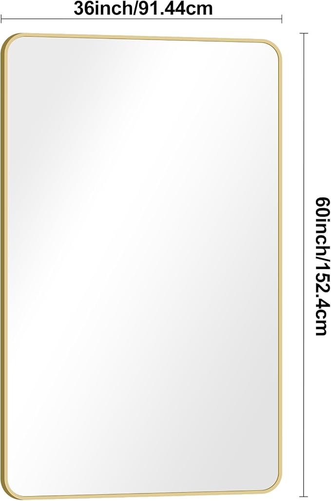 BONEWEI Gold Bathroom Mirror, 60x36 inch Wall Mirror - Image 7