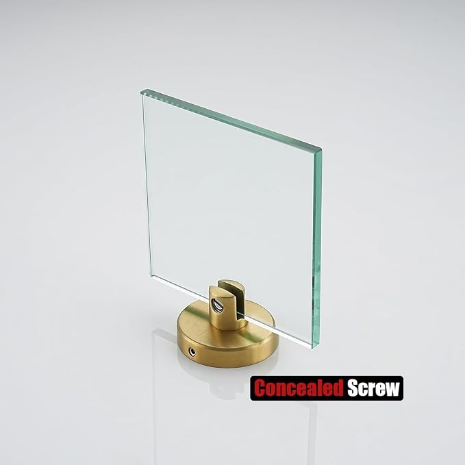 JQK Small Floating Glass Shelves Gold, 4 Inch Display Ledges - Image 9