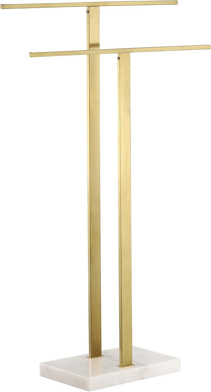 KES Standing Towel Rack with Marble Base, 2-Tier Towel Stand - Image 8