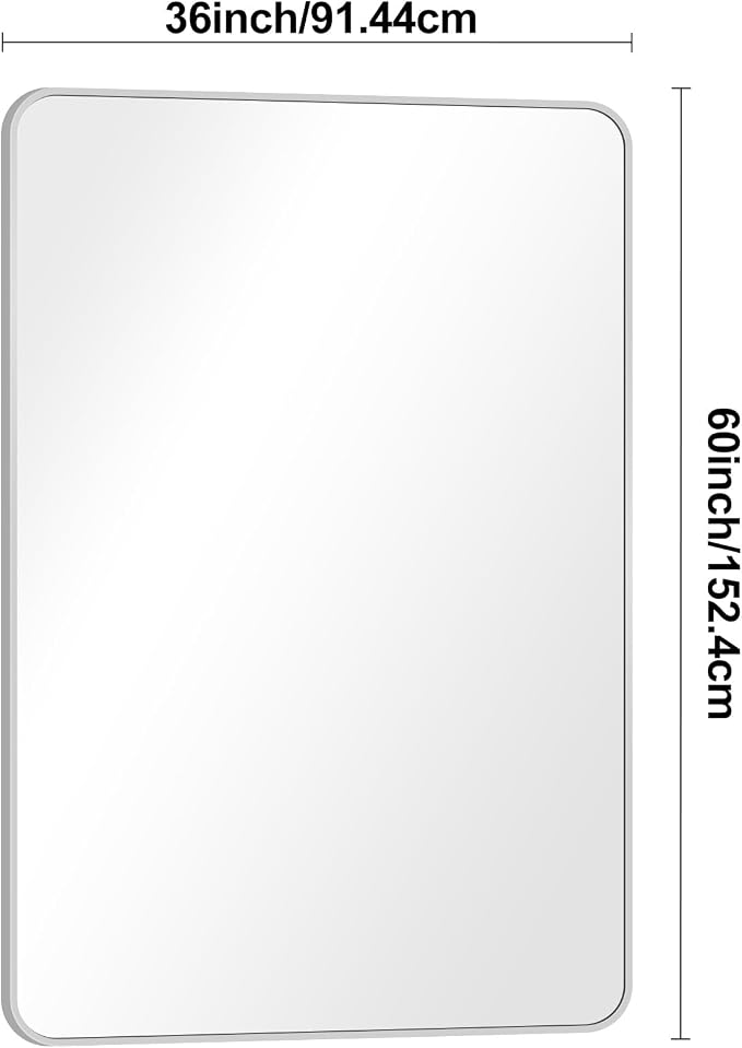 BONEWEI Silver Bathroom Mirror, 55x36 inch Wall Mirror - Image 7