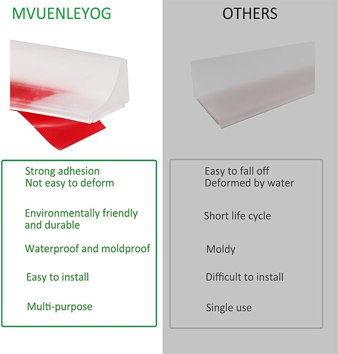 Shower Threshold Water Dam, Self Adhesive Silicone Waterproof Barrier Bathroom - Image 7