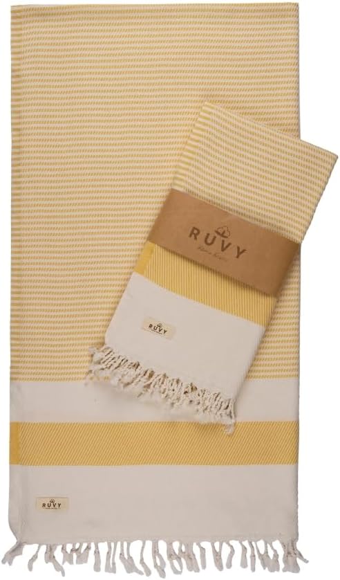 Ruvy Home Basics 2 Pack Turkish Beach Towels – Oversized Quick-Dry Bath Towels by RuvyHomeBasics