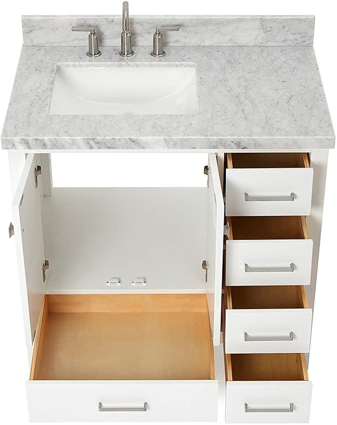 ARIEL Cambridge 37 Inch White Bathroom Vanity - Image 5
