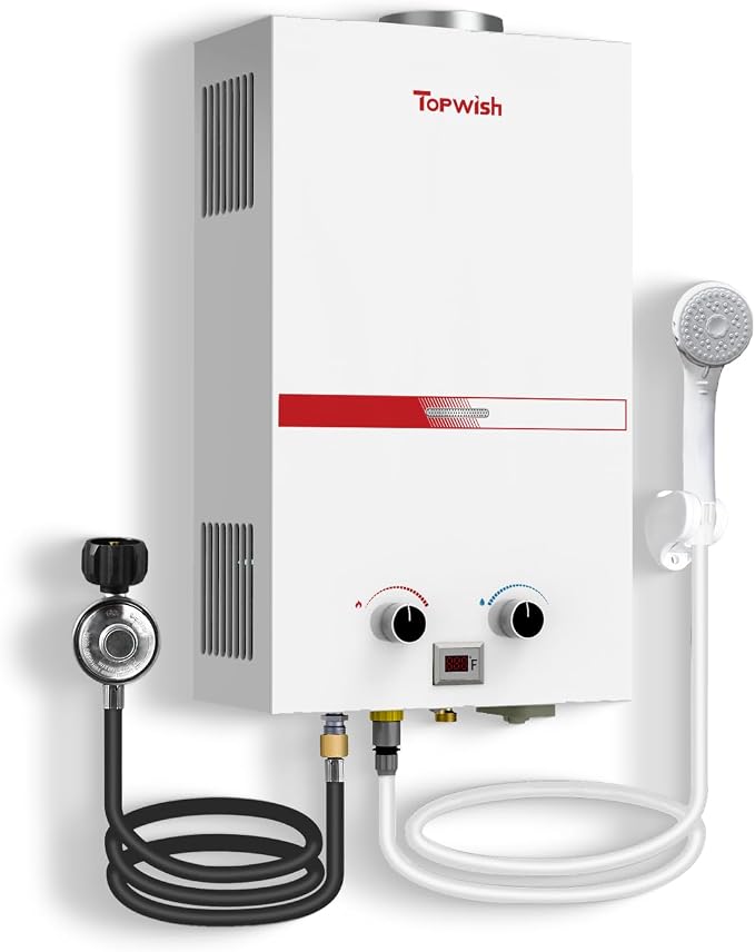 Tankless Water Heater 10L, 2.6GPM Portable Propane Camping Water Heater by TOPWISH