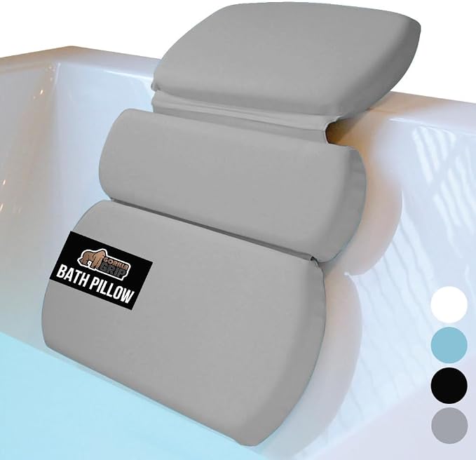 GORILLA GRIP Bath Pillow for Tub, Improved Suction Cups, Luxury Bathtub Pillows by GorillaGrip