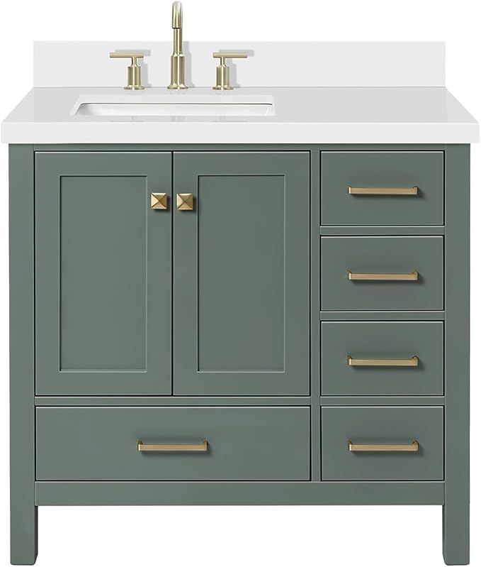 ARIEL Cambridge 37 inch Left Offset Rectangle Sink Vanity by Ariel