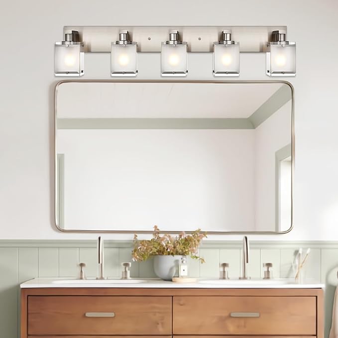 5-Lights Bathroom Vanity Light Fixtures, Modern Brushed Nickel Wall Sconce - Image 3