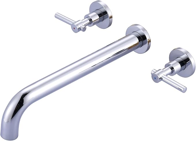 Wall Mount Tub Filler Tub Faucet High Flow Bathtub Faucets Two Handles Solid by ALEASHA
