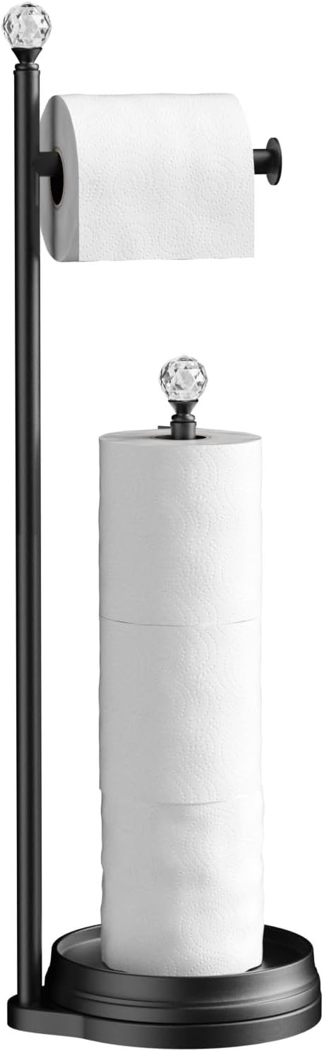Toilet Paper Holder for Bathroom, Heavy Weighted Metal Free Standing Toilet by Kasunto