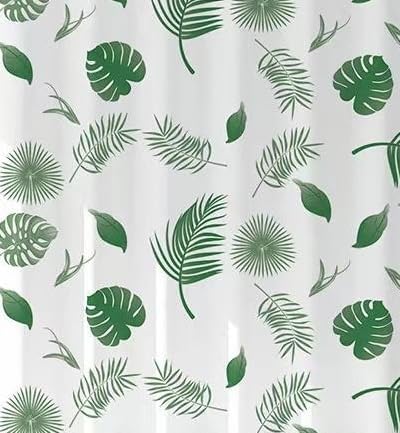 Green Leaves Clawfoot Tub Shower Curtain Liner 180Wx60H Botanical Shower Liner - Image 2