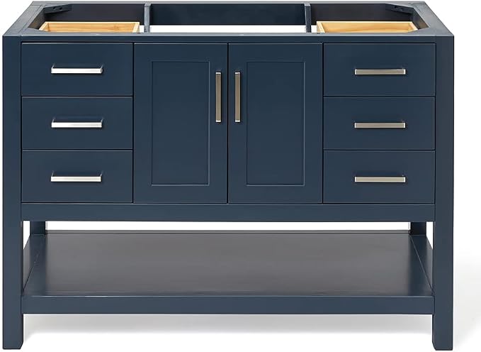 ARIEL 48" Midnight Blue Bathroom Vanity Base Cabinet, Center Rectangular Sink by Ariel
