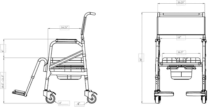 SolutionBased - - Lightweight Aluminum Folding Rolling Shower Chair - Image 8