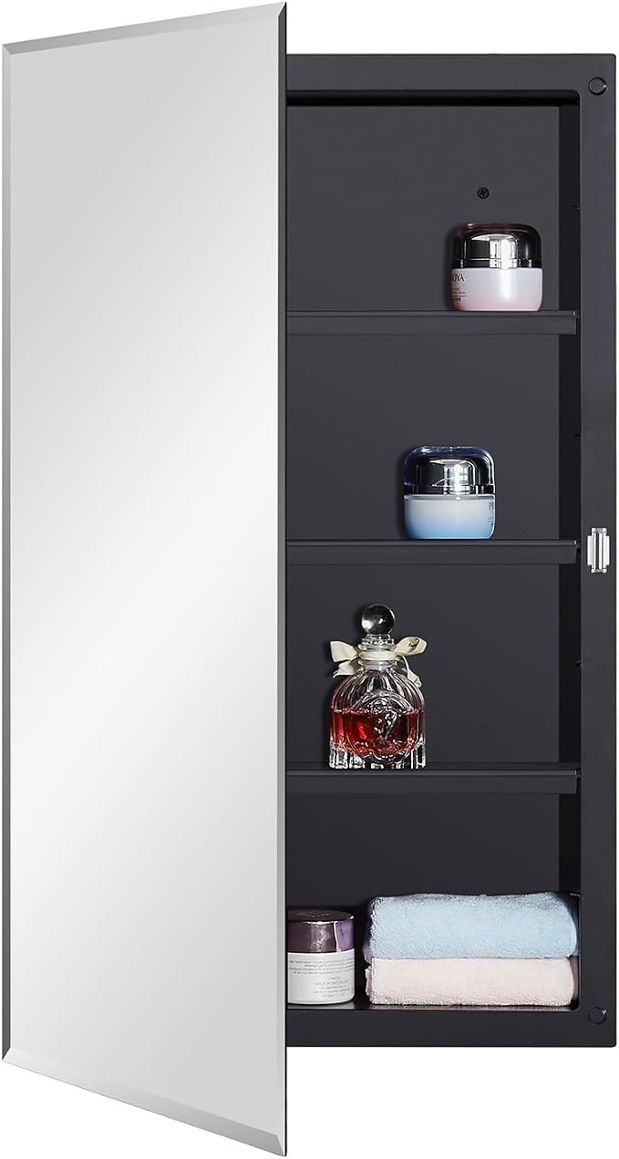DYLLOR Black Plastic Medicine Mirror Cabinet by MedicineCabinetsMirrors