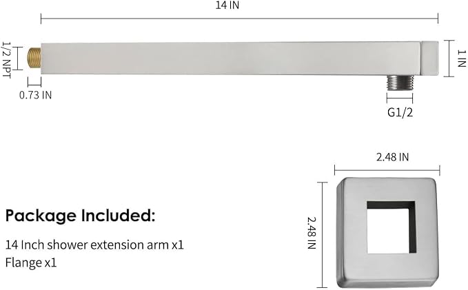 BESy 14 Inches Straight Extended Shower Arm - Image 5