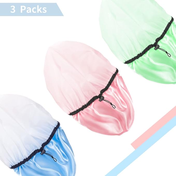 Auban Shower Cap for Women, Adjustable Reusable, Extra Large, Double-Layer - Image 5