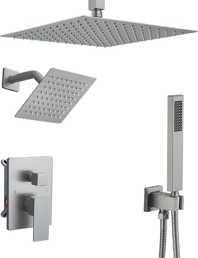 Shower Faucet Set Brushed Nickel Shower System, Knob Switch Diverter Shower by YCAIKOI