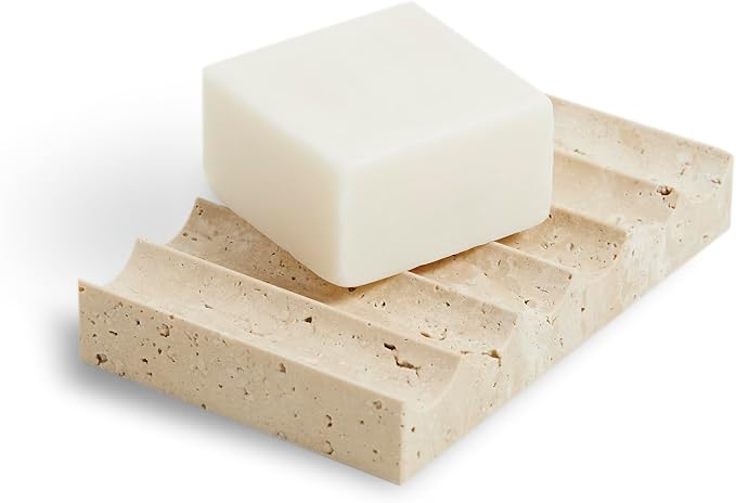 Elegant Natural Marble Soap Dish – Zen Stone Soap Tray – Rectangle Non-Slip by MAGPER+HOME