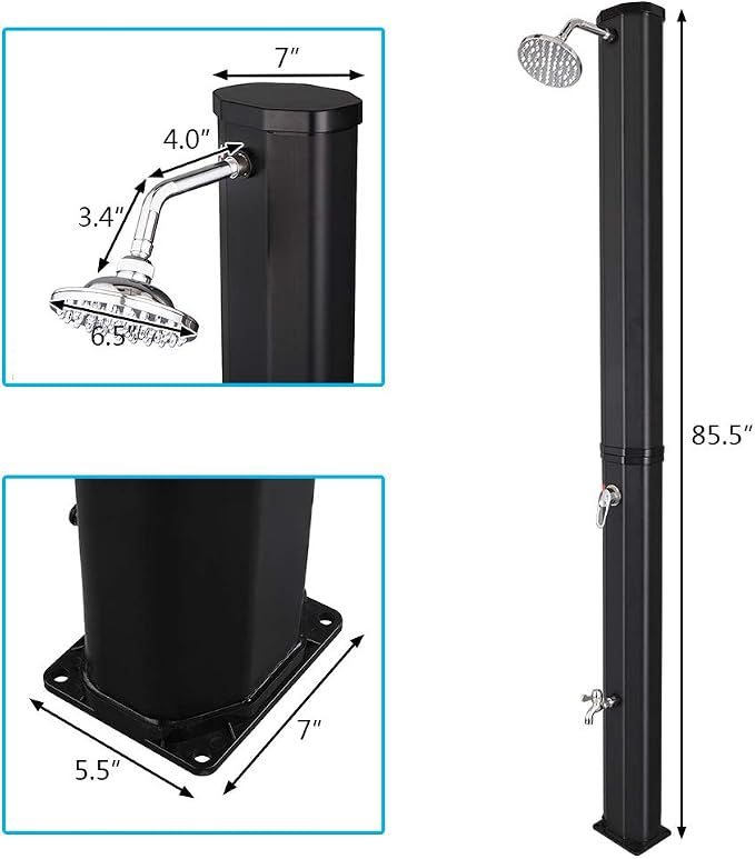 VINGLI Solar Heated Shower, 9.3 Gallon Outdoor Shower - Image 6