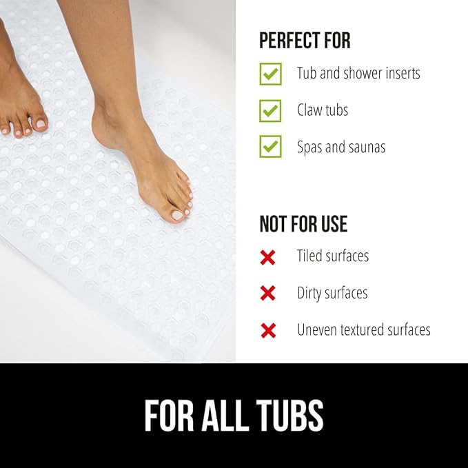 GORILLA GRIP Patented Bath Tub Shower Mat, 2 Pack, Machine Washable Bathtub - Image 6