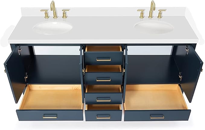 ARIEL Double Bathroom Vanity 73" Grey - Image 7