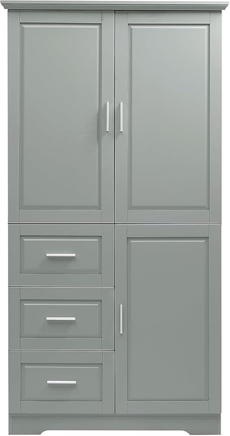 Tall Wide Storage Cabinet with 3 Doors, 3 Drawers, and Adjustable Shelves - Image 7