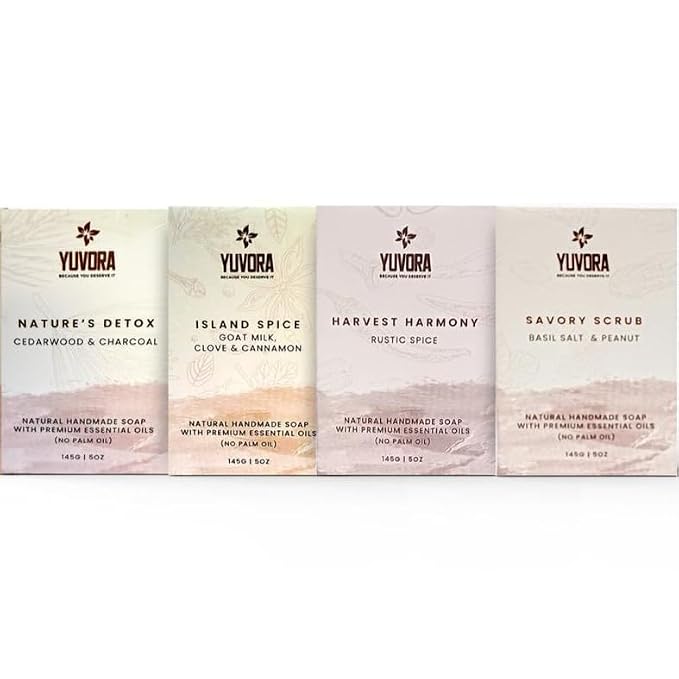 Handmade Women’s Body Soaps 5 OZ Pack of 4 – Long-Lasting Natural Bar Soap – by Yuvora