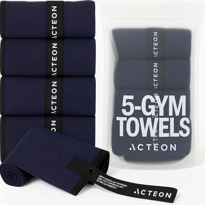 Acteon Microfiber Gym Towels 5 Pack, Quick Dry Silver ION Odor-Free Super by Acteon