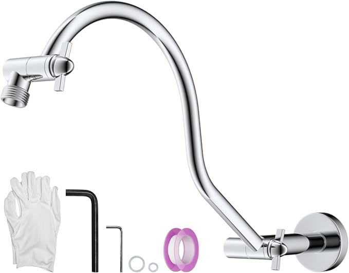 Hibbent All Metal Upgraded 18'' Shower Head Extension Arm by Hibbent