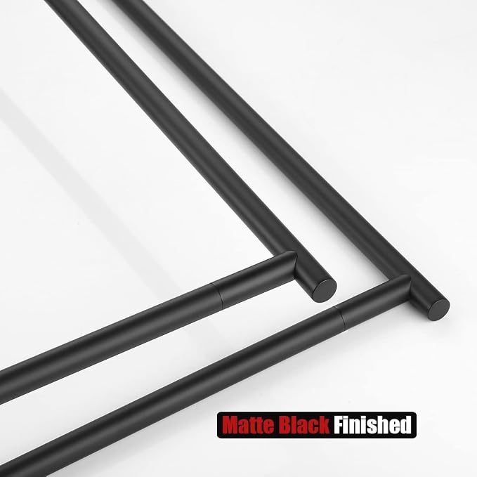 JQK Bath Towel Bar Free Standing Black, 30 Inch Stand Double Towel Rack Holder - Image 6