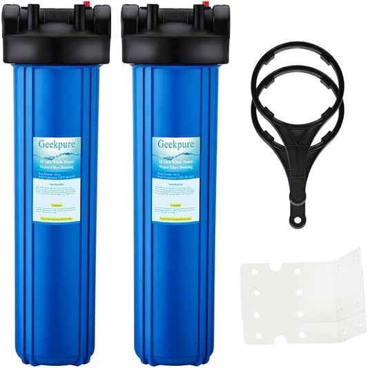 Geekpure 20 Inch Whole House Water Filter Housing-1"NPT Bras Port -Fit 4.5"x by Geekpure