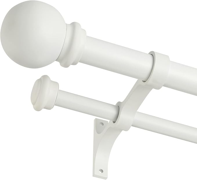 Double Curtain Rod 84 to 120 inch, Adjustable 1 inch Double Drapery Rod Rods by YuMierle
