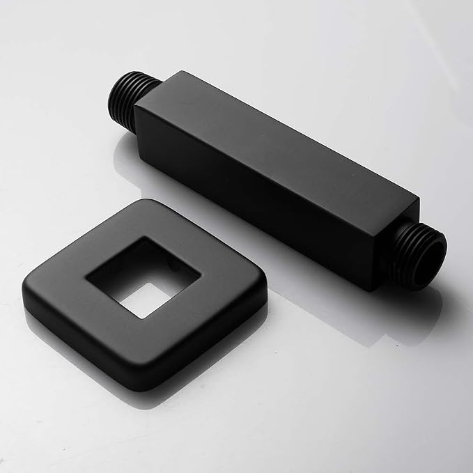 Matte Black Shower Arm with Flange Square Stainless Steel Ceiling Mounted - Image 4