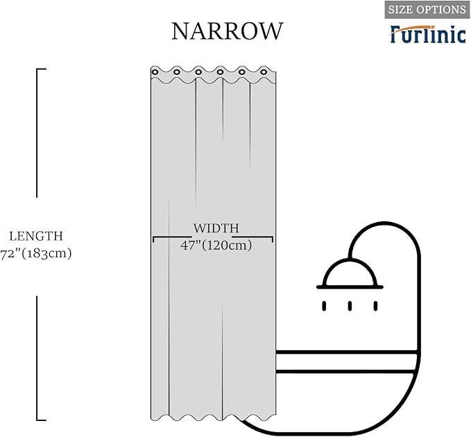 Furlinic No Hook Fabric Shower Curtain, Small Stall Shower Curtain Liner - Image 6