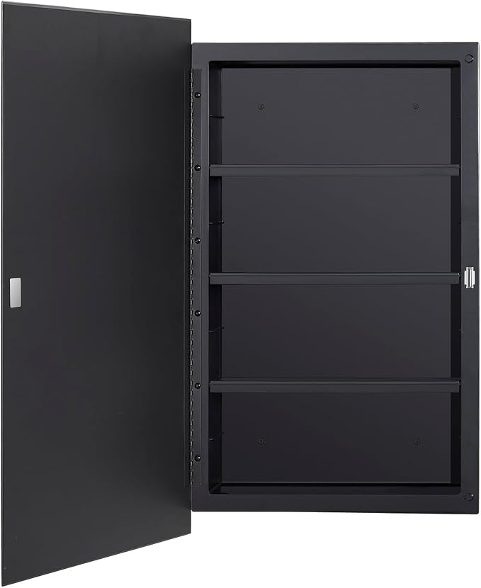 Black Plastic Medicine Mirror Cabinet - Image 3