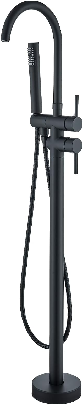 Freestanding Bathtub Faucet Matte Black Floor Mounted Tub Filler by Pafilly