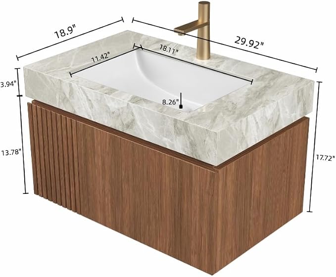 Ambrovina 30" Floating Bathroom Vanity - Image 2